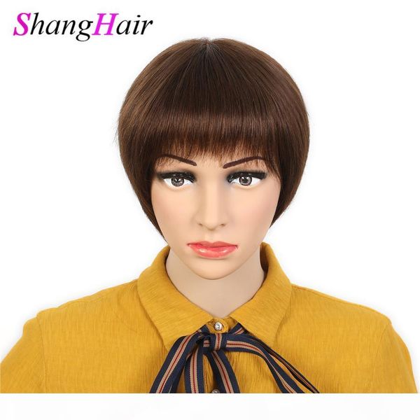 

100% human hair wigs for black women short wigs for women bob none lace front wigs with baby hair for africans american, Black;brown