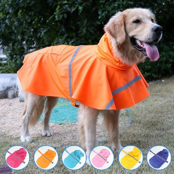 

reflective dog cloak raincoat waterproof dog clothes breathable cat high neck hooded jacket puppy rainwear yorkie pug huskie xxl
