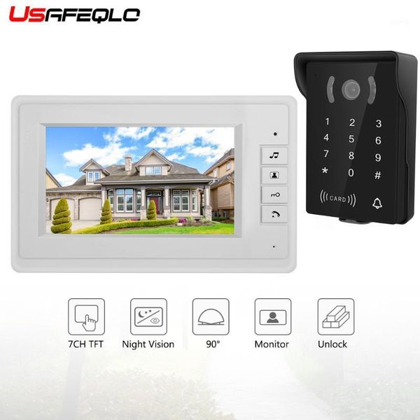

video door phones usafeqlo security 7" color monitor doorbell home families access control intercom interphone phone kits1