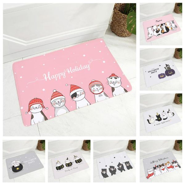 

nordic style cat doormat non-slip print soft flannel carpet decor cute colorful cartoon pet floor door mat for hallway
