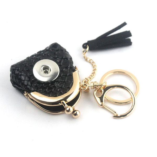 

black bag with tassel 18mm metal snap button keychain women's diy jewelry valentine's day k237 school jlllwm