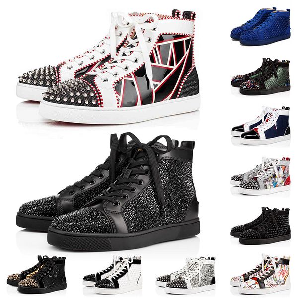 

custom made red bottoms mens shoes womens luxurys designers casual shoes loafers spikes platform sneakers red bottom flat trainers, White;red