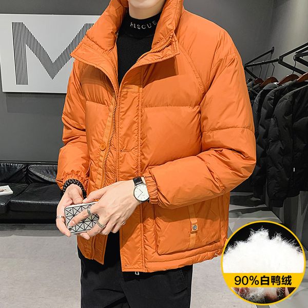 

men's short down jacket 90% white down coat warm coat fashion bread q1209, Black