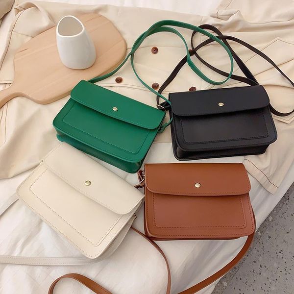 

cross body 2021 fashion women flap crossbody shoulder bag green underarm lady leather casual messenger handbag female small square bags