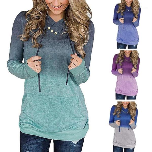 

women's hoodies & sweatshirts 2021 autumn women plus size gradient print sweatshirt pullover long sleeve drawstring streetwear1, Black