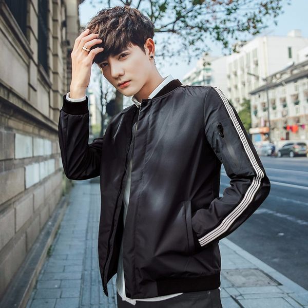

2021 the new autumn casual thin elegant men's and handsome young students with multicolored man's zipper jackets 6cts, Black;brown