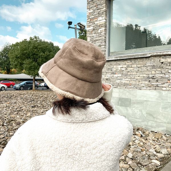 

thick wool winter bucket hat panama women men panama for man women fisherman hat outdoor sports hip hop cap hats street ware 201102, Blue;gray