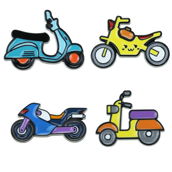 

cartoon punk motorcycle brooch pins set funny creative alloy paint brooches for children jewelry gift badge shirt pin, Gray