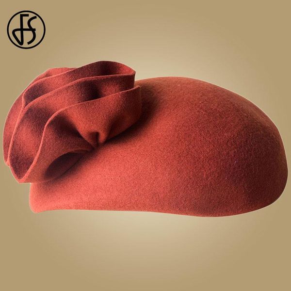 

2020 fs ladies wool fascinator hats for wedding women elegant tea party formal vintage pillbox hatfelt flower fedoras chapeau femme, Black;white
