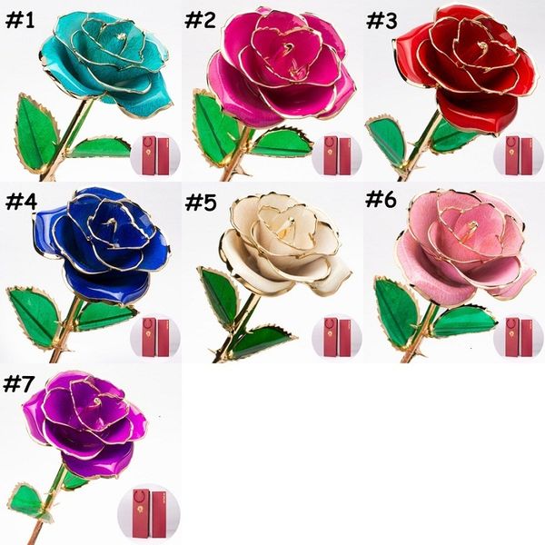 

everlasting mother's handmade 24k gold-plated rose valentine's day flower red gift box 7 color in stock xd23141