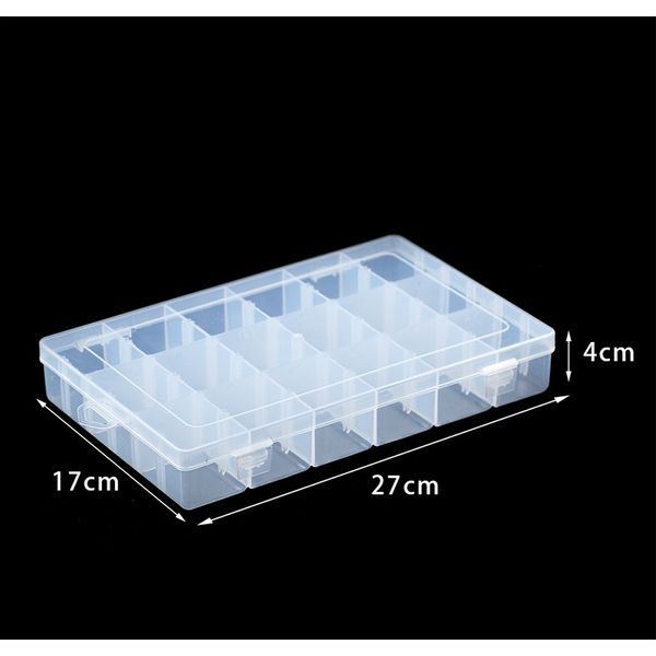 

wlyees larger rectangle adjustable 16 grid plastic empty jewelry bead storage box earring case container display diy accessories bbyqjr
