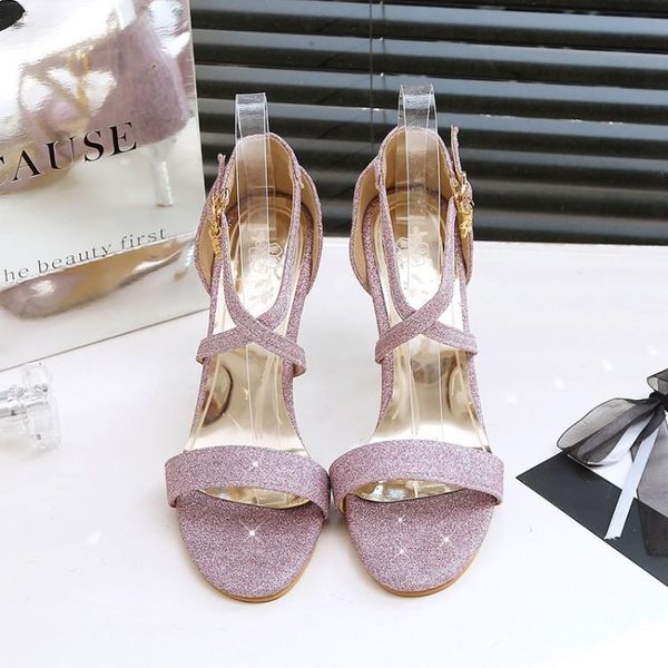 

big size 9  11-17 high heels sandals women shoes woman summer ladies crossed belt word belt fish mouth, Black
