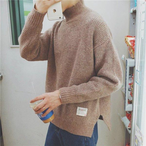 

winter thicken sweater men's korean style pullover sweater coat high collar loose student fashion new, White;black