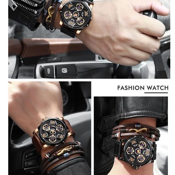 

Classic Fashion 2021 Top Brand Luxury Men's Watches Clock Male Sports Timing Watches Mens Quartz Casual WristWatch Relogio Masculino, Bronze