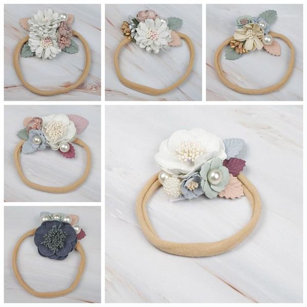 

hair accessories flower born baby headband elastic kids girl headbands band child haarband pography props1, Slivery;white