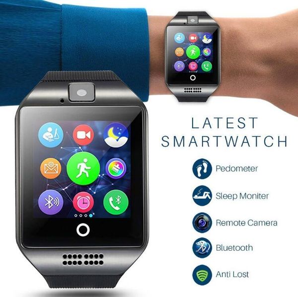 

q18 smart watch bluetooth smart watches for android cellphones support sim card camera answer call and set up various language with box