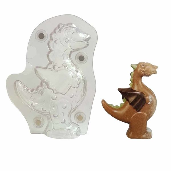 Forma di dinosauro 3D Stampi per cioccolato in policarbonato Senza magnete Stampo per cioccolato per PC per la cottura di dolciumi Decorazione di torte Strumento per pasticceria Y200612