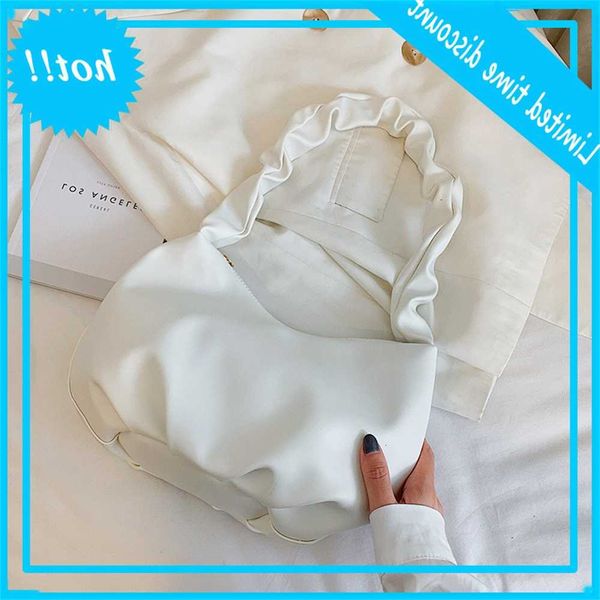 

fashion cloud handbag totes women simple underarm shoulder bags solid color travel street pleated clutches handbags new