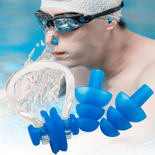 

swimming nose clip earplug sets soft silicone nose nlip earplug ear plugs suit waterproof swim earplugs nose clips kit 6 colors