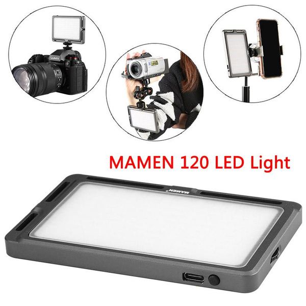 

flash heads mamen 120 3000-6500k led video light portable pography fill for po studio lighting led-120b 3000mah