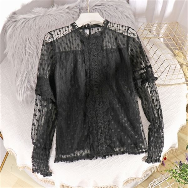 

2021 new in stock, send within 24 hours women's new fairy sweet western style shirt wear and a polka dot lace r6vn, White