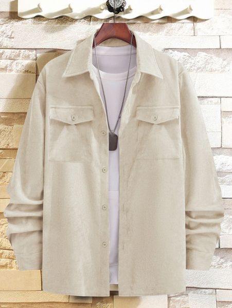 

men corduroy flap pocket jacket n5l0#, Black;brown