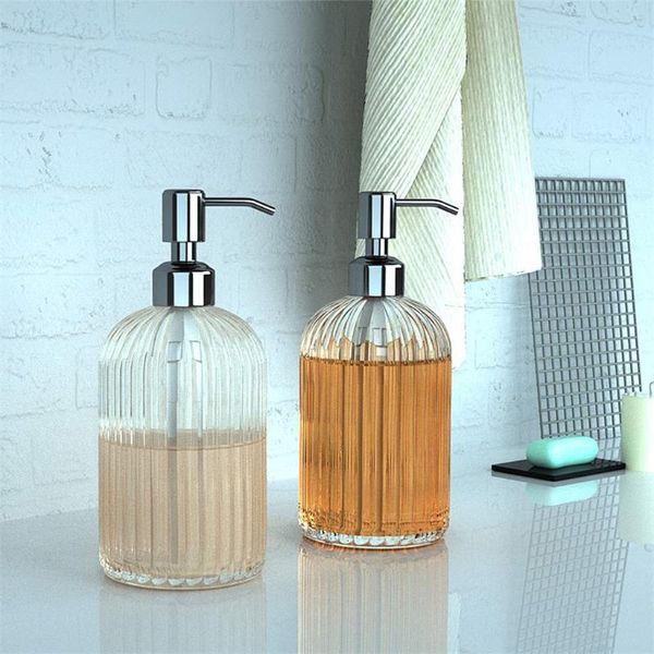 

shampoo press bottle liquid shower gel refillable transparent empty glass soap dispensers nordic style bathroom jar 500ml 0512