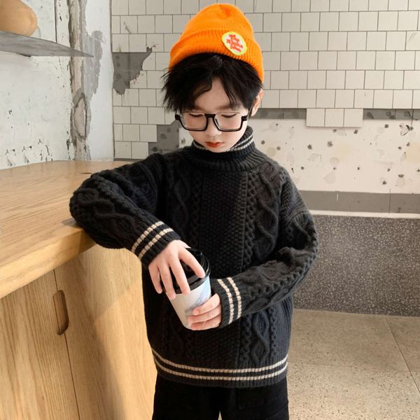 

winter thickened wear pullover boys' autumn sweater 2020 new middle size children's korean sle high collar sgzkhvbksizhywg7, Blue