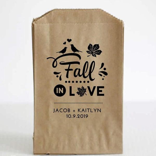 

Custom Fall Wedding Favor Bags, Wedding Favors for Fall, Fall In Love Favors, Leaves Favor Bags, Bag