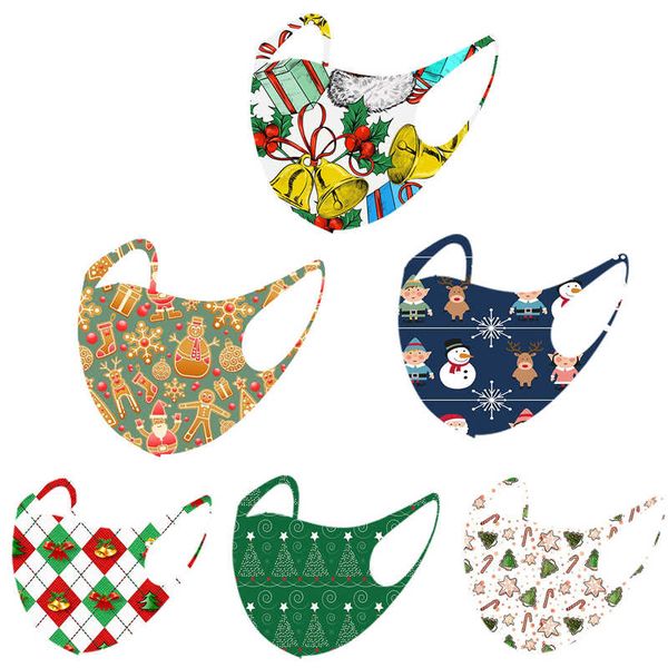 

fashion christmas masks deer printed xmas face masks anti dust snowflake christmas mouth cover washable reusable kid masks, Black