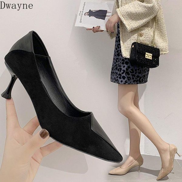

high heels ladies 2021 new pointed shallow mouth small fresh single shoes stiletto work shoes elegant women's pumps, Black
