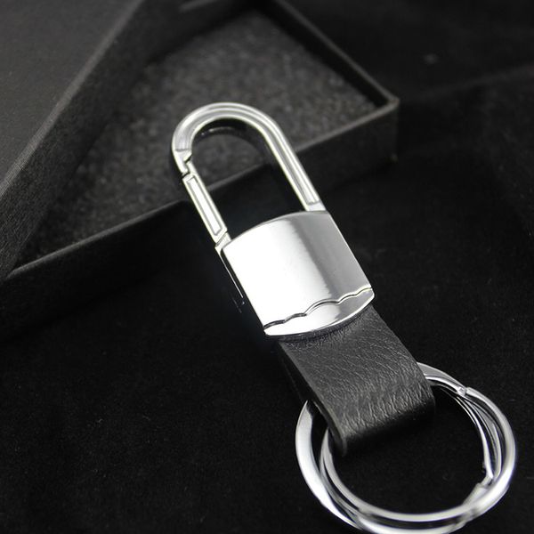 

double waist 8.6 loop x hanged metal 2.2cm leather car chain business keychain key ring for men best, Silver