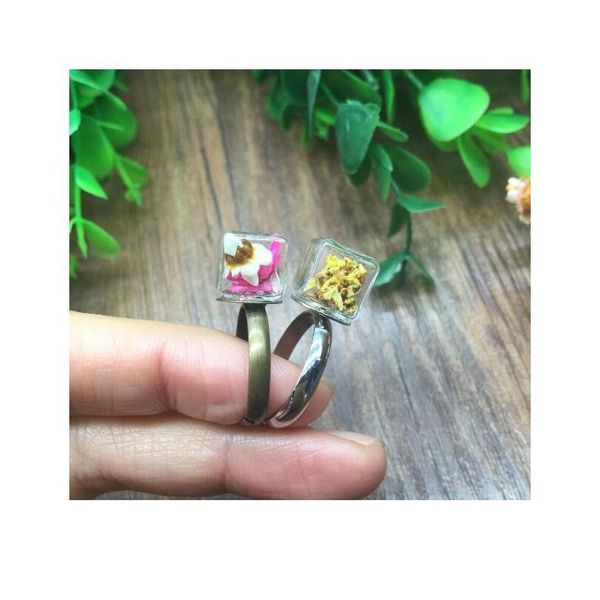 

5pcs 10/13/15mm cube square glass bubble one hole jewelry finding hollow glass bottle cover glass globe for earring ring sqcnbw, Black