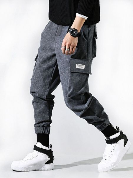 

men slogan patched detail utility pocket joggers w0ih#, Black