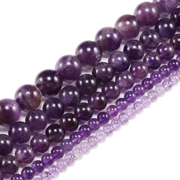 

1strand lot 4 6 8 10 12 mm natural purple amethystes crystal stone round beads loose spacer bead for jewelry making diy h bbyizm, Silver