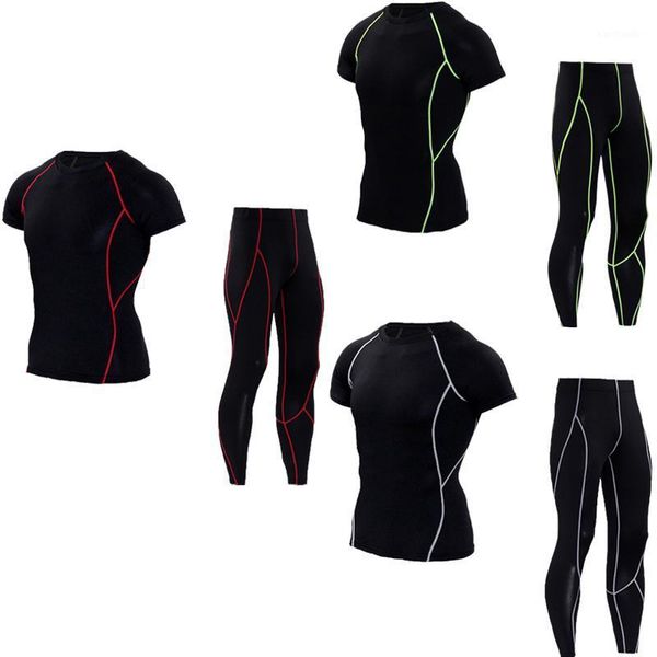 

running sets 2021 solid color t-shirt sports suit quick-drying casual wear summer short sleeve + trousers 2-piece set1, Black;blue