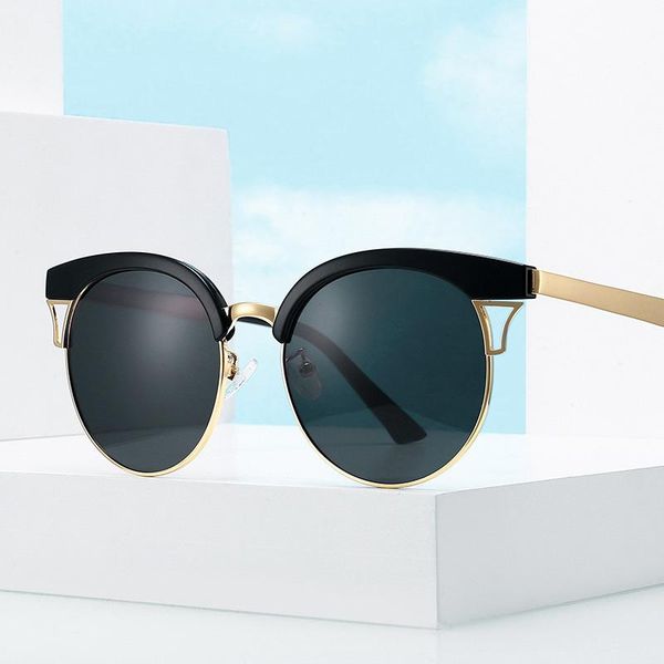 

sunglasses fashion cat's eye exquisite hollow polarized female trend europe and america tr foreign trade, White;black