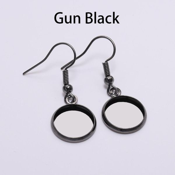 

10pcs 10-25mm tray bezel cabochon earring hook blank setting round pendant ear base findings for diy glass cameo jewelry making q bbywjl, Black