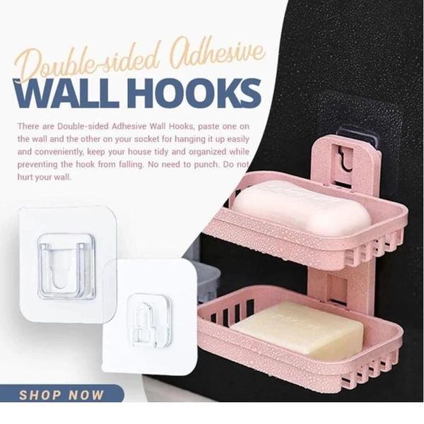 

10/5/1pair double-sided self adhesive wall hooks household 6*6cm seamless hooks reusable anti-slip wall mounted hook o bbybbo