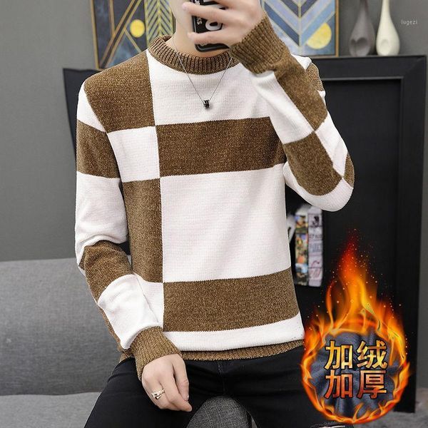 

autumn and winter new chenille sweater men korean trend sweater men loose youth base joker1, White;black