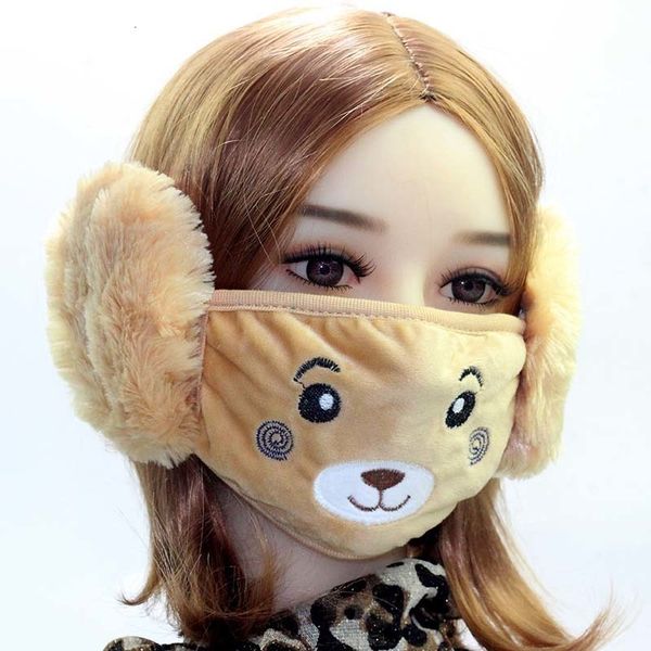 

factoryfactoy2021 autumn and winter face masks the new warm plush earmuffs ear protection combo bear outdoor dust-proof 3 n0pkt