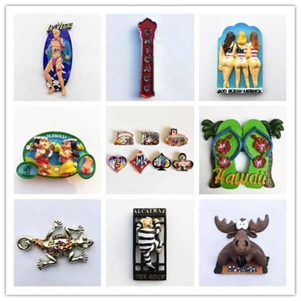 

fridge magnets souvenir landscape in las vegas hawaii chicago usa