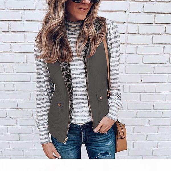 

reversible womens warm vests sleeveless quilted stand collar casual female fleece jackets 2019 autumn winter woman waistcoat new, Black;white