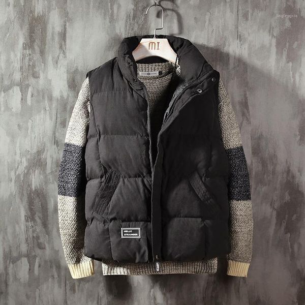 

2020 new m-5xl autumn winter plus size mens vest sleeveless jacket faishon vest for men body warmer mens gilet cotton1, Black;white