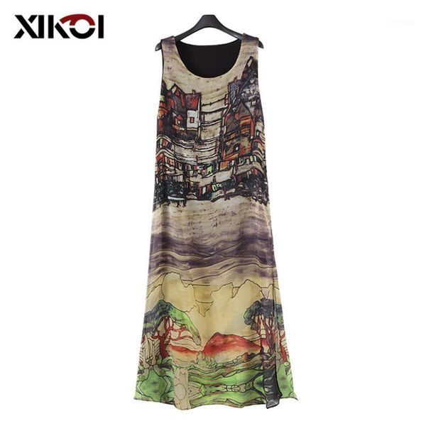 

xikoi retro summer dresses and sarafans tunic dress summer women's sleeveless tank dress to the floor fashion long beach dresses1, Black;gray