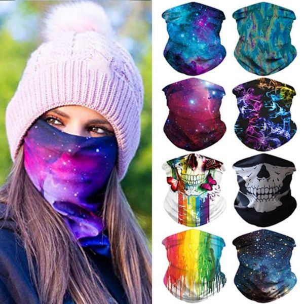 

outdoor multifunctional soft comfortable breathable wild colorful print headwear scarf outdoor motorcycle bicycle face scarf, Blue;gray