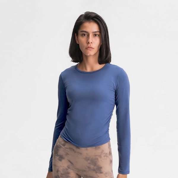 

2021 new dreamfly snug fit women yoga naked feel long sleeve running athletic shirt stretchy workout sgsl 5ozu, White;black