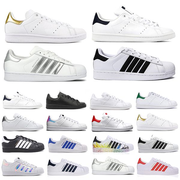 

2021 classic stan smith superstar mens casual shoes hologram platform leather fashion shoe plate-forme men women trainers sports sneakers, Black