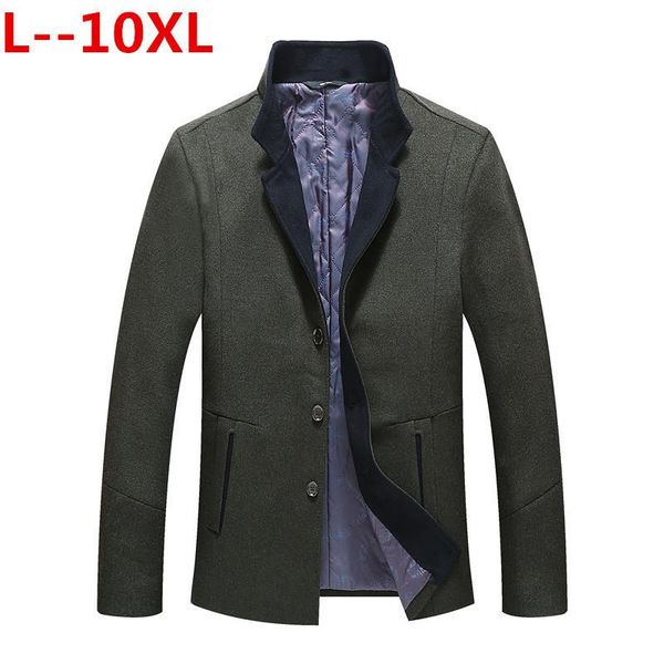 

10xl 9xl 8x autumn and winter new fashion business casual slim collar wool coat men's long cotton collar trench coat, Black;brown