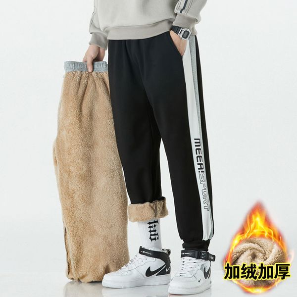 

2021 new autumn long-winded velvet sweatpants boys loose-fitting long camo pants in the fashionable black student better 3tp3